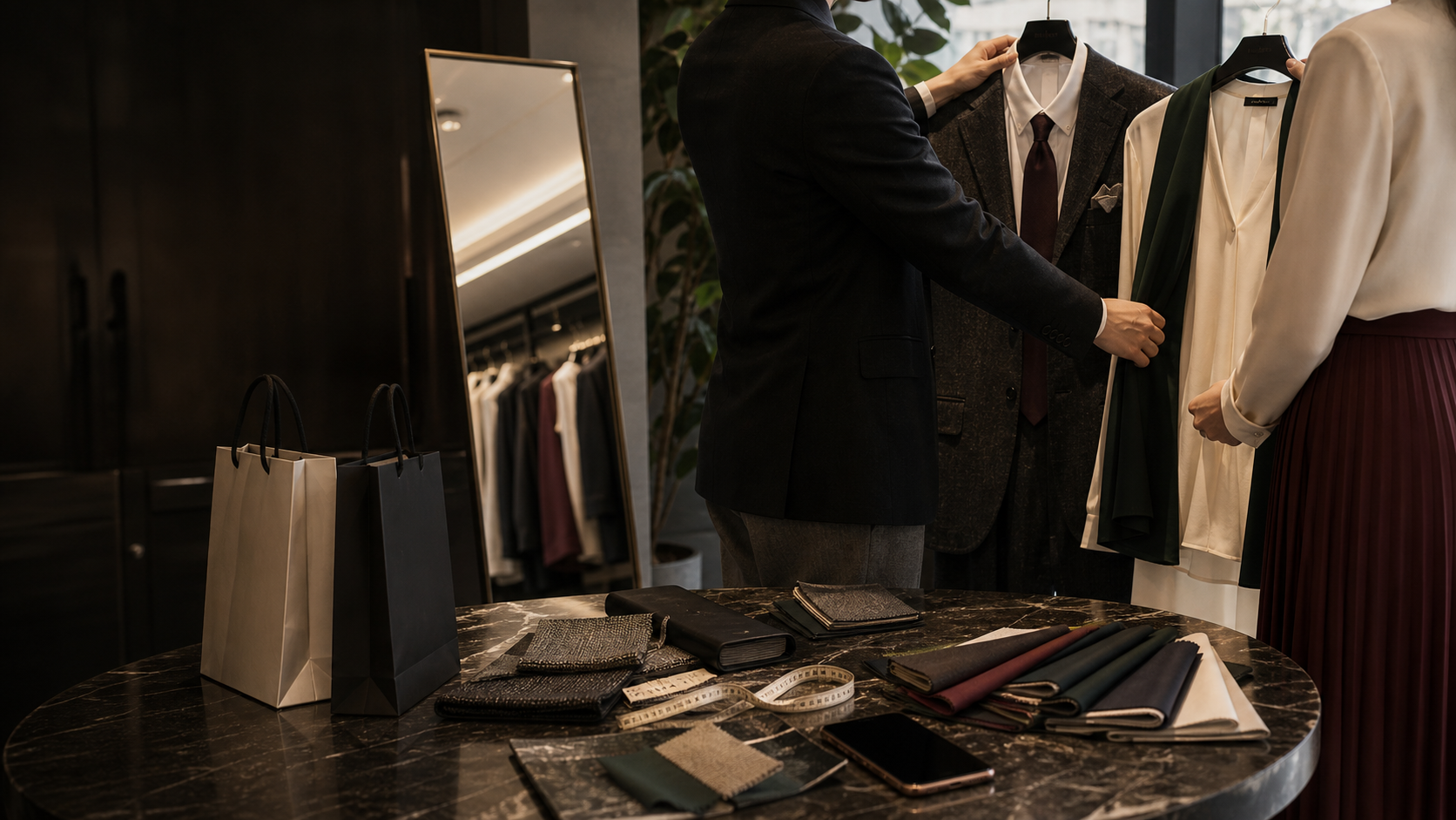 真人搭配师在精品门店提供男女装搭配服务